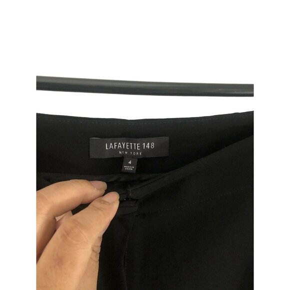 Lafayette 148 Womens Modern Minimal Black Side Stripe Slit Culotte Pants Size 4 - Picture 4 of 6